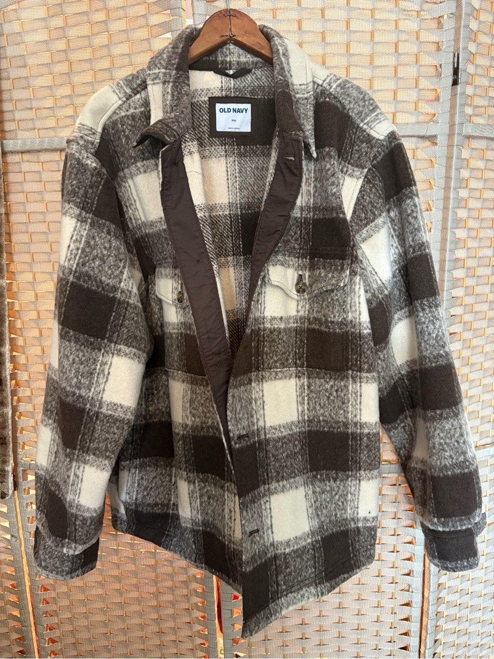 Old Navy Brown and Cream Plaid Shacket